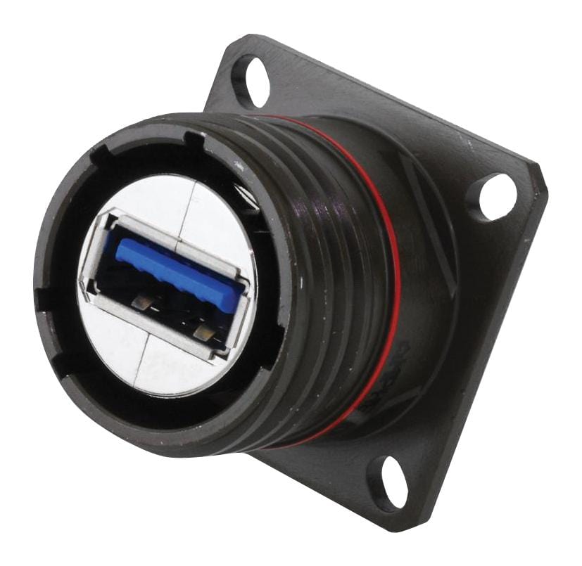 AMPHENOL SOCAPEX USB Sealed Connectors USB3FTV2AG USB CONN, 3.0 TYP A SQ FLANGE RCPT, 4POS AMPHENOL SOCAPEX 3798597 USB3FTV2AG