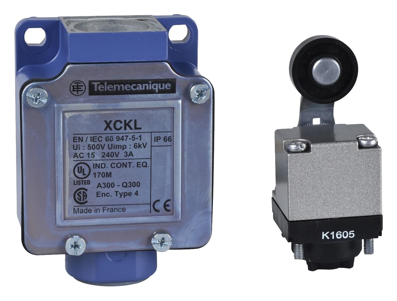 TELEMECANIQUE SENSORS Limit Switch XCKL515 LIMIT SW, ROLLER LEVER, SPST-NO/NC, 3A TELEMECANIQUE SENSORS 3212797 XCKL515
