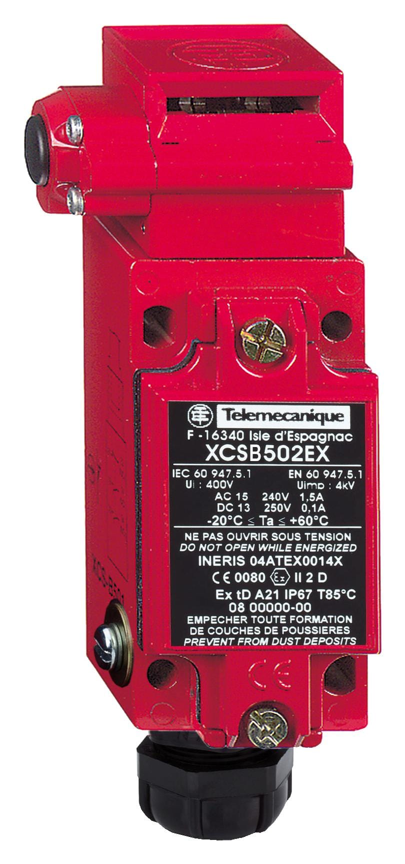 TELEMECANIQUE SENSORS Safety interlock XCSB702EX SAFETY SWITCH, DPST-NC/SPST-NO, 6A, 120V TELEMECANIQUE SENSORS 3130584 XCSB702EX