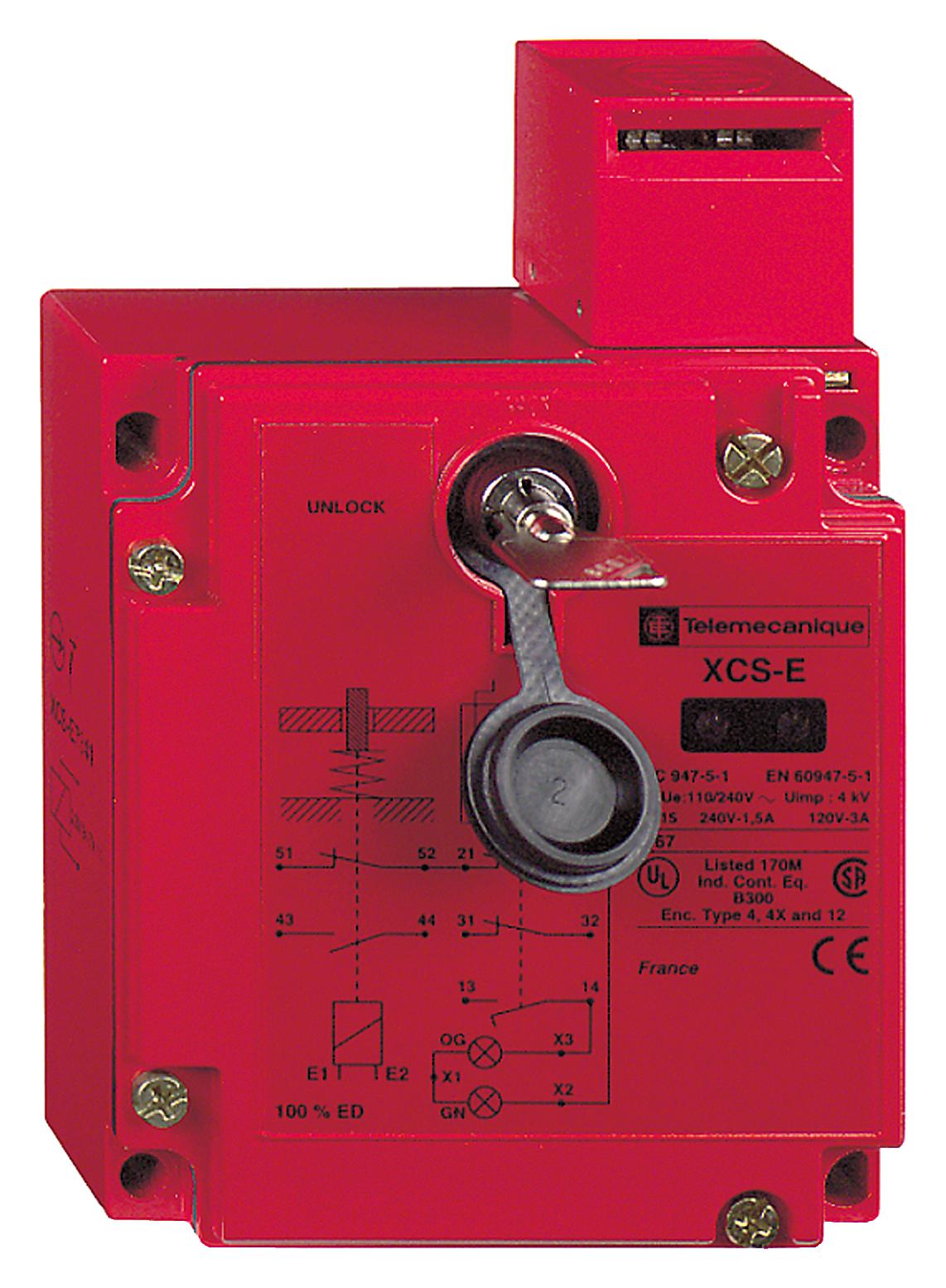TELEMECANIQUE SENSORS Safety interlock XCSE73127 SAFETY SWITCH, DPST-NC/SPST-NO, 3A, 120V TELEMECANIQUE SENSORS 3130614 XCSE73127