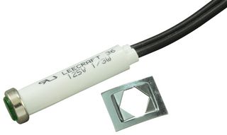 36EN-2312 - LAMP, INDICATOR, NEON, GREEN, 125V - LEECRAFT