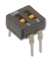 A6D-2100 - DIP / SIP Switch, 2 Circuits, Slide, Through Hole, SPST, 24 VDC, 25 mA - OMRON ELECTRONIC COMPONENTS