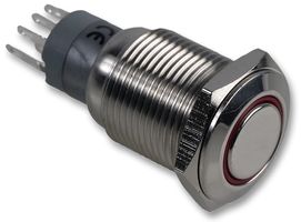 MP0045/1E2RD012 - Vandal Resistant Switch, Ring, MP0045/1E, 16.2 mm, DPDT, Off-On, Flush, Natural - BULGIN LIMITED