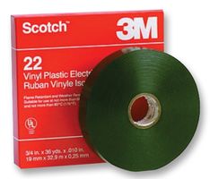 22 12MM - Electrical Insulation Tape, PVC (Polyvinyl Chloride), Black, 12 mm x 32.9 m - 3M