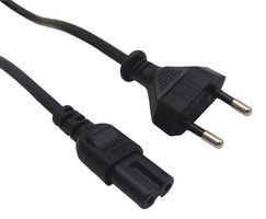 GW-151602 - Mains Power Cord, CEE 7/16 Plug to IEC 60320 C7, 1 m, 2.5 A, 250 VAC, Black - MULTICOMP PRO