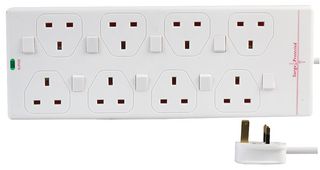 2818NS(1N) 5M - Surge Protector, 8 Outlets, UK, 13 A, 250 V, UK Type G, 5 m - PRO ELEC