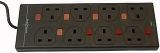2818NSP-2MBAG (BLK) - Individually Switched Surge Protected Extension Lead, Black, 8-Gang, 2m Lead - PRO ELEC