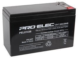 PEL01436 - Rechargeable Battery, 12 V, Lead Acid, 7 Ah, T1 Terminals, 1 - PRO ELEC