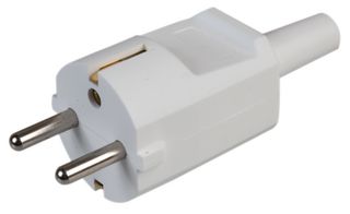 ECS002-SHU - Power Entry Connector, Top Entry, Schuko, 16 A, White, Nylon (Polyamide) Body, 250 V - PRO ELEC