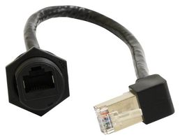MP009793 - Ethernet Cable, Cat6, C3 Panel RJ45 Jack to 90° RJ45 Plug, Black, 200 mm, 7.9 " - MULTICOMP PRO
