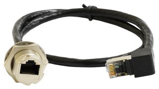 MP009799 - Ethernet Cable, Cat6, C3 Panel RJ45 Jack to 90° RJ45 Plug, Black, 500 mm, 19.7 " - MULTICOMP PRO
