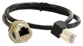 MP009800 - Ethernet Cable, Right Angle, Cat6, C3 Panel RJ45 Jack to 90° RJ45 Plug, Black, 500 mm, 19.7 " - MULTICOMP PRO