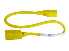 GW-151792 - Mains Power Cord, IEC 60320 C14 to IEC 60320 C13, 1 m, 10 A, 250 V, Yellow - MULTICOMP PRO