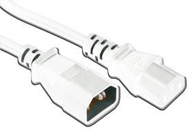GW-151800 - Mains Power Cord, IEC 60320 C14 to IEC 60320 C13, 1 m, 10 A, 250 V, White - MULTICOMP PRO