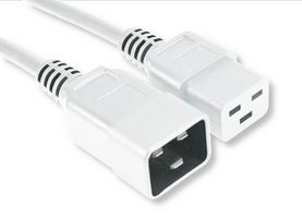 GW-151817 - Mains Power Cord, IEC 60320 C20 to IEC 60320 C19, 2 m, 16 A, 250 V, White - MULTICOMP PRO