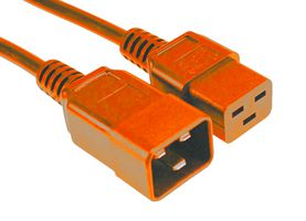 GW-151819 - Mains Power Cord, IEC 60320 C20 to IEC 60320 C19, 500 mm, 16 A, 250 V, Orange - MULTICOMP PRO