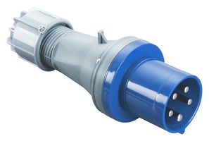 MP011065 - Industrial Pin & Sleeve Connector, MP-CEE, Plug, 2P+E, Cable Mount, Blue, IP44, 63A, 230V - MULTICOMP PRO