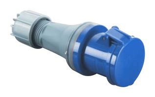 MP011068 - Industrial Pin & Sleeve Connector, MP-CEE, Socket, 2P+E, Cable Mount, Blue, IP44, 63A, 230V - MULTICOMP PRO