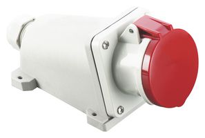 MP011075 - Industrial Pin & Sleeve Connector, MP-CEE, Socket, 3P+E, Surface Mount, Red, IP44, 63A, 400V - MULTICOMP PRO