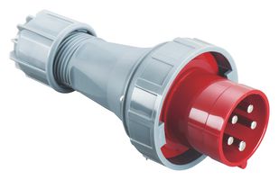 MP011102 - Industrial Pin & Sleeve Connector, MP-CEE, Plug, 3P+E, Cable Mount, Red, IP67, 63A, 400V - MULTICOMP PRO