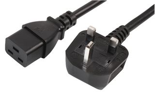PEL01180 - Mains Power Cord, Mains Plug, UK to IEC 60320 C19, 5 m, 13 A, Black - PRO ELEC