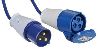 PELB0133 - Mains Power Cord, CEE 7/7 Plug to CEE 7/7 Coupling Socket, 14 m, 32 A, 230 V, Blue - PRO ELEC