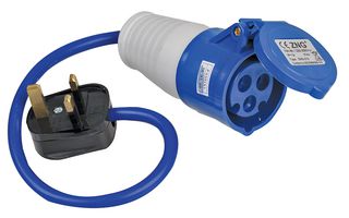 PELB0137 - Mains Power Cord, Mains Plug, UK to IEC 60309-2, 350 mm, 13 A, 230 V, Blue - PRO ELEC
