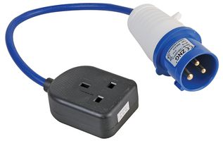 PELB0138 - Mains Power Cord, Mains Socket, UK to IEC 60309-2 Plug, 350 mm, 13 A, 230 V, Blue - PRO ELEC