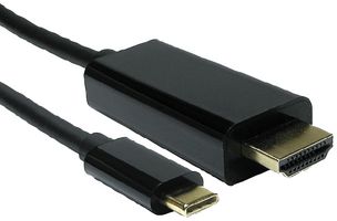 USB3C-HDMI-1M - Audio / Video Cable Assembly, USB Type C Plug, HDMI Plug, 3.28 ft, 1 m, Black - PRO SIGNAL
