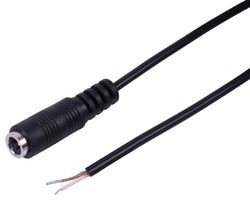 PELB2051 - Barrel Power Cord, 2.1mm DC Power Socket to Free End, 4.9 ft, 1.5 m, Black - PRO ELEC