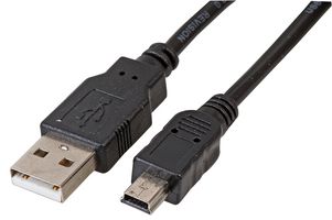 PSG91714 - USB Cable, Type A Plug to Mini Type B Plug, 0.5 m, 1.64 ft, USB 2.0, Black - PRO SIGNAL