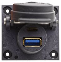 MP011836 - USB Cable, w/ Cap, C4 Panel Type A Jack + Type C Jack to Free End, 2 m, 6.6 ft, USB 3.0, Black - MULTICOMP PRO