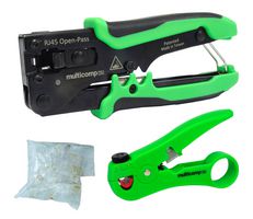 MP011916 - Modular Installation Kit Open Pass with Modular Plug Crimper, Cable Stripper, and Modular Plugs RJ45 - MULTICOMP PRO