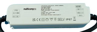MP011863 - LED Driver, LED Lighting, 40 W, 12 V, 3.34 A, Constant Voltage, 220 VAC - MULTICOMP PRO