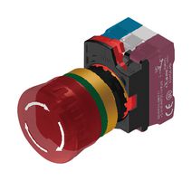 MP-AP2E-LVE11Q4R - Emergency Stop Switch, LED 24V, Red, SPST-NO, SPST-NC, Pushlock/Pull & Rotation Release - MULTICOMP PRO