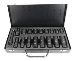 MP12-SS23159D - Impact Socket Set, 18Pcs of 12/13/14/17/19/21/22/24mm Impact Socket Drives 1/2" and Universal Joint - MULTICOMP PRO