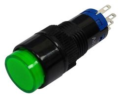 MP-PB5-AA2BG112V-IP40-8 - Industrial Pushbutton Switch, 12V LED, 0.67 ", SPDT, Momentary, Round Flat, Green - MULTICOMP PRO