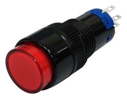 MP-PB5-AA2BR112V-IP40-8 - Industrial Pushbutton Switch, 12V LED, 0.67 ", SPDT, Momentary, Round Flat, Red - MULTICOMP PRO