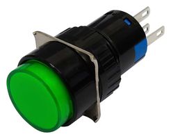 MP-PB5-AA3BG112V-IP40-8 - Industrial Pushbutton Switch, 12V LED, 0.472 ", SPDT, Momentary, Round Flat, Green - MULTICOMP PRO