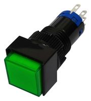 MP-PB5-AB3BG112V-IP40-8 - Industrial Pushbutton Switch, 12V LED, 0.472 ", SPDT, Momentary, Square Flat, Green - MULTICOMP PRO