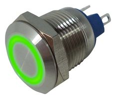 MP-PB7-01LB42BFRG12VM - Vandal Resistant Switch, 12V LED, 0.472 ", SPST-NO-DM, Off-(On), Round Flat, Natural - MULTICOMP PRO