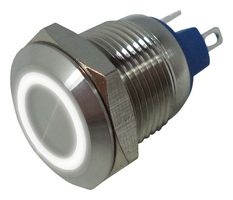MP-PB7-01LB42BFRW12VM - Vandal Resistant Switch, 12V LED, 0.472 ", SPST-NO-DM, Off-(On), Round Flat, Natural - MULTICOMP PRO