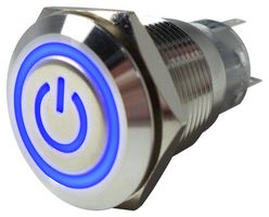 MP-PB7-03LB22CFPB12V - Vandal Resistant Switch, 12V LED, 0.748 ", SPDT, Latching, Round Flat, Natural - MULTICOMP PRO