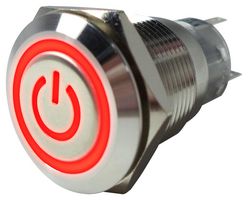 MP-PB7-03LB22CFPR12V - Vandal Resistant Switch, 12V LED, 0.748 ", SPDT, Latching, Round Flat, Natural - MULTICOMP PRO