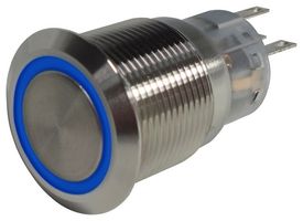 MP-PB7-03LB22CFRB12V - Vandal Resistant Switch, 12V LED, 0.748 ", SPDT, Latching, Round Flat, Natural - MULTICOMP PRO