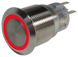 MP-PB7-03LB22CFRR12V - Vandal Resistant Switch, 12V LED, 0.748 ", SPDT, Latching, Round Flat, Natural - MULTICOMP PRO