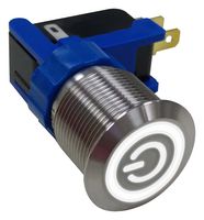 MP-PB7-06LB22FFPW12V - Vandal Resistant Switch, 0.748 ", SPDT, On-On, Round Flat, Natural - MULTICOMP PRO
