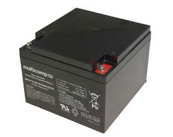 MPUF12-26 - Rechargeable Battery, 12 V, Lead Acid, 26 Ah, Bolt, 1 - MULTICOMP PRO