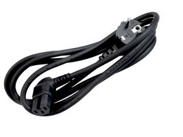 GW-151848 - Mains Power Cord, 10/16A, 90° CEE 7/7 Plug to 90° IEC 60320-1 C15, 2 m, 250 V, Black - MULTICOMP PRO