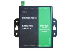 MP-008 - Switch, 8 Ports, Industrial, Unmanaged Fast Ethernet, DIN Rail / Wall, RJ45 x 8, 10Mbps, 100Mbps - MULTICOMP PRO